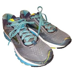 Brooks Ghost 9 Running Shoes Womens Sz 8 Athletic Sneakers Gray Teal 1202251B151